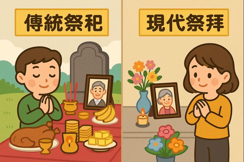 「傳統祭祀」與「現代祭拜」場景